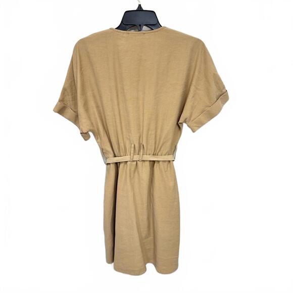 Zara Khaki Utility Short Sleeve Shirtdress Button Up Short Mini Dress Size Small - Picture 4 of 9